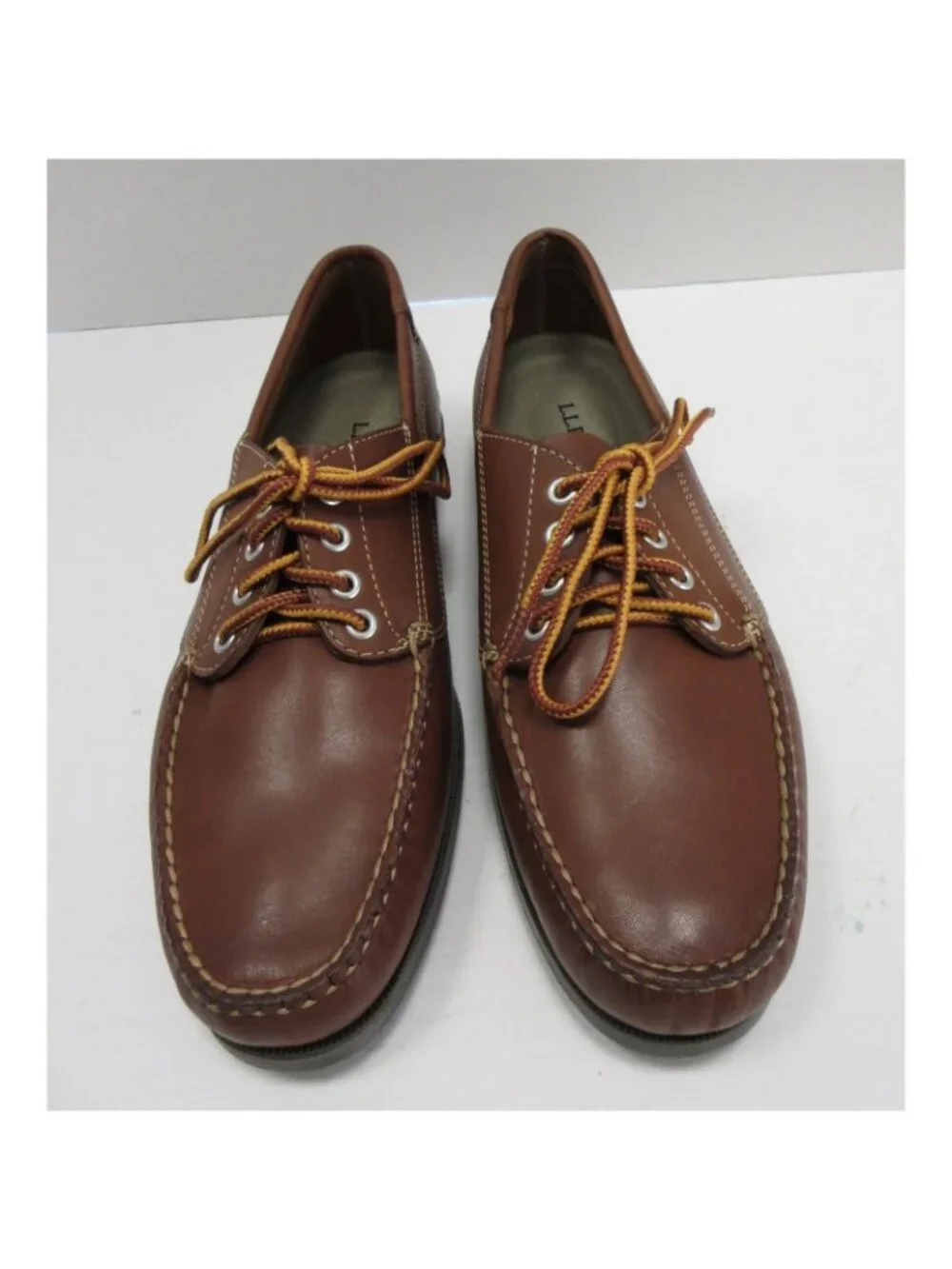 LL Bean Boat Shoes 11.5D Blucher Mocassin Leather Handsewn Lace Up NEW